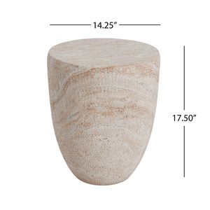 Lightweight Outdoor/Indoor Concrete <b>Side</b> <b>Table</b> with <b>Travertine</b> Finish - Product Image 4