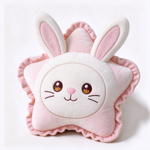 Peluche personnalisée mignonne en forme de loutre marron avec bordure à volants étoilés roses, jouet en peluche doux - Product Image 5