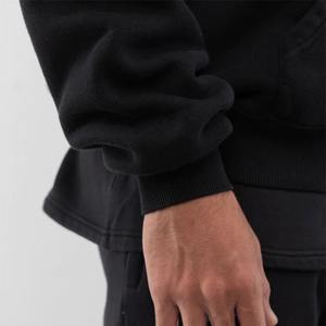 Sudadera con capucha de forro polar grueso de color liso para hombre, sudadera deportiva transpirable 100% algodón para deportes transfronterizos - Product Image 5