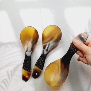 Eco-Friendly Classic Short Handle Small Buffalo Horn <b>Spoon</b> Tableware Set Serving <b>Measuring</b> Food Tea Ice Cream Honey Parties - Product Image 5