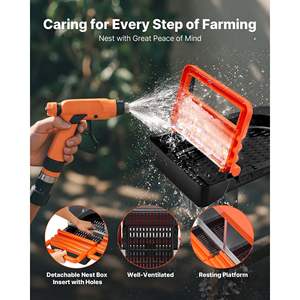 Nichoirs à poules orange à 2 compartiments, collecte facile des œufs, conception murale, acier galvanisé haute résistance, haute durabilité - Product Image 6
