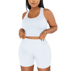 Wholesale Custom Logo Women Yoga Set 2Pcs Workout Outfits High Waist Leggings and Cross <b>Strap</b> <b>Bras</b> Fitness Suit Yoga Sportswear - Product Image 3