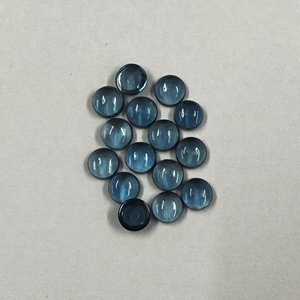Piedras preciosas de 4mm, calidad AAA, Topacio azul Natural de Londres, cabujón redondo, piedras preciosas semipreciosas sueltas de fabricante - Product Image 4