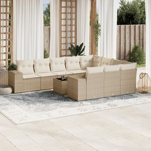 Conjunto de Sofá de Jardín Grande de Ratán PE Resistente a los Rayos UV en Color Beige, Muebles de Exterior Hechos con Materiales Duraderos - Product Image 1