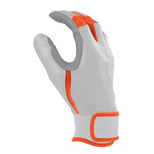 Guantes de bateo blancos con ribete naranja, acolchados, de cuero, con cierre de velcro, para entrenamiento, unisex, para adultos - Product Image 2