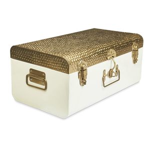 Luxury White Metal <b>Trunk</b> <b>Storage</b> <b>Box</b> with Gold Brass Hardware Decorative Organizer Chest Vintage Suitcase Case home decor - Product Image 2