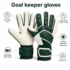 Gants de gardien de but vert et blanc en cuir PU, à doigts entiers, antidérapants, respirants, avec sangle de poignet réglable, unisexes - Product Image 6