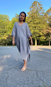 Double Gauze Cotton <b>Kaftan</b> Dress Boho <b>Kaftan</b> Relaxed Fit <b>Summer</b> Dress Beach Cover Up Vacation Wear At Wholesale Price - Product Image 2