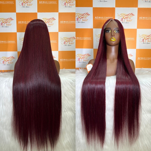 Peluca de Color Borgoña Vino con Cierre de Encaje Estilo Kim K, Peluca Suiza Transparente de Cabello Liso, Lista para Usar - Product Image 3