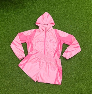 <b>Womens</b> Two Piece Short Tracksuit Set Colorblock Zip Up Hooded <b>Jacket</b> and Elastic Waist Shorts Set Y2K Streetwear Windbreaker - Product Image 1