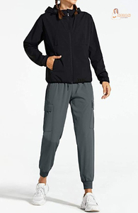 Pantalon cargo taille haute pour femme en toile 100% coton, avec poches, imperméable, respirant, style décontracté automne, joggers hip-hop - Product Image 5