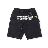 Shorts cargo en denim tissé noir pour homme, respirants, taille mi-haute, style streetwear avec poches, 100% coton, été, printemps, automne
