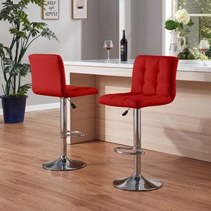 2pcs Red Cafe Counter Height Bar Stools with Back Footstool <b>Square</b> Cushion 1 <b>Set</b> of 1 <b>Set</b> of 2 Bar Stools - Product Image 3
