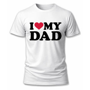 T-shirt col rond 100% coton imprimé, coupe régulière, écologique, pour hommes et femmes, I Love My Dad, I Heart My Dad, Fête des Pères - Product Image 2