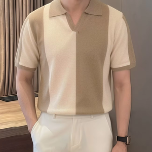 Camiseta de Verano de Manga Corta para Hombre, Estilo Casual, Deportivo, Vintage, con Rayas en Contraste, Servicio OEM - Product Image 1
