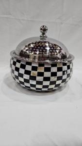 Luxury Mother of Pearl Inlay Serving Bowl with Lid Stainless Steel Decorative Food Container Kitchen <b>Table</b> Serveware - Product Image 4