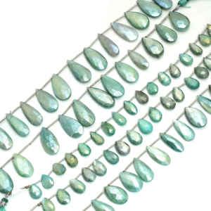 Natural Green Moonstone Faceted Pear Shape Beads 8 Inches 8.5x13.5 to 14.5x38 mm Gemstone for <b>Bracelet</b> Necklace Jewelry Making - Product Image 1