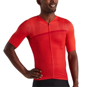 Maillot de ciclismo rojo para hombre, manga corta, diseño de malla transpirable, cremallera frontal completa, ropa deportiva, logotipo personalizado, maillots de ciclismo para hombre - Product Image 1