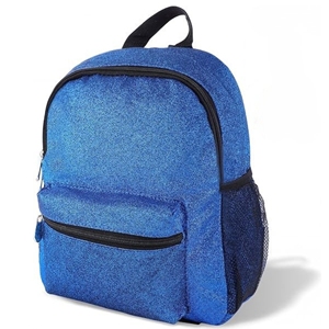 Cheerleading Backpack Custom Royal Blue Glitter <b>Mini</b> Sparkle <b>Black</b> Trim Mesh Pocket Squad <b>Bag</b> OEM - Product Image 1