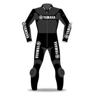 Traje de Motociclismo Ramaha Negro, Traje de Carreras MotoCP de 1 Pieza, Cuero Vacuno/Canguro, Mono de Motociclismo para Pista/Conducción, Traje MotoCp para Motociclistas - Product Image 1