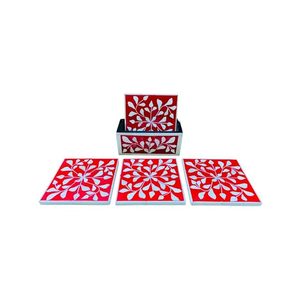 Juego de Posavasos Art Deco con Incrustaciones de Hueso Personalizados - Forma Cuadrada 10x10cm Ecológicos Duraderos Resistentes al Calor Antideslizantes Hechos a Mano - Product Image 3