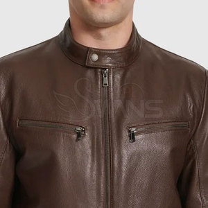 Custom Made Men's <b>Winter</b> <b>Leather</b> <b>Jacket</b> with Custom Design Breathable Front Logo - Product Image 5
