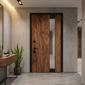 Nuevas Puertas Modernas de Madera Sólida Aswattha Visionary con Elegante Panel de Vidrio para Entrada de Hogar, Diseño Artístico - Product Image 5
