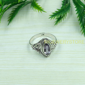 Natural Amethyst 925 Sterling Silver Handmade Vintage Filigree <b>Ring</b> Marquise Cut Purple Gemstone <b>Statement</b> <b>Ring</b> for Women Mom - Product Image 4