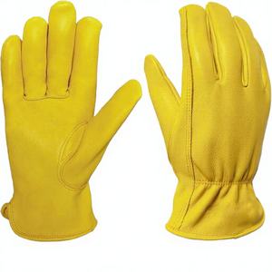 Guantes de Jardinería de Cuero para Hombre y Mujer, Reforzados, Duraderos, de Piel de Vaca, Antideslizantes, Antiestáticos, con Muñequera Elástica, Sin Látex, Sin Polvo - Product Image 4