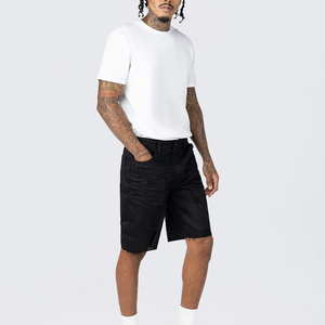 Manufacturer Wholesale Summer Breathable Casual Baggy Jean Shorts Custom Logo Label Premium Solid Color Denim for <b>Men</b> - Product Image 1