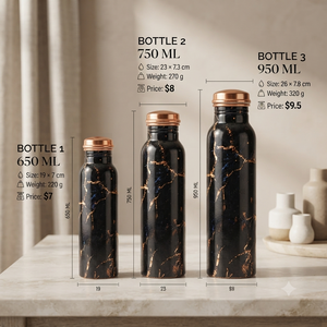 Black Copper Water <b>Bottle</b> Kintsugi Crackle Design Reusable Metal Drinking <b>Bottle</b> Handmade Travel Home Office Gift Wholesale - Product Image 5