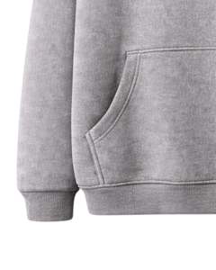 Sudadera con Capucha Oversize de Forro Polar Grueso con Logo Minimalista de Diamantes de Imitación Grises, Bolsillo Canguro, Estilo Urbano Personalizado para Hombre - Product Image 3