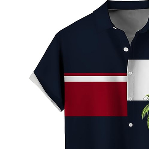 เสื้อเชิ้ตชายหาดลายดอกฮาวายสำหรับผู้ชาย แขนสั้น สวมใส่สบาย เหมาะสำหรับวันหยุดฤดูร้อน ผ้าทวิลล์ระบายอากาศได้ดี - Product Image 6