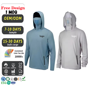 Camisa de Pesca con Capucha y Manga Larga para Hombre, con Máscara Facial, Protección UPF 50 Anti-UV, Estampado por Sublimación, Poliéster - Product Image 4