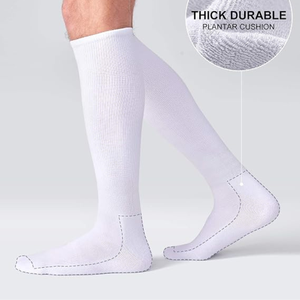 Chaussettes en coton mi-hautes, blanches unies, respirantes, pour le football, le baseball, le softball, les sports, unisexes, adultes, été, sports de plein air - Product Image 5