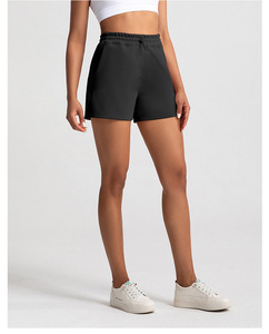 Custom Logo Summer Casual <b>Drawstring</b> Spandex/Polyester Solid Blank Fleece Sports Running Jogger Workout High Sweat Shorts Women - Product Image 5