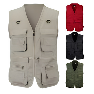Chaleco Táctico de Verano para Hombre, Cuello en V, Poliéster/Algodón, para Tiro al Plomón, Ligero, Transpirable, con Cierre de Cremallera - Product Image 1