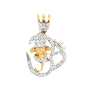 18K <b>Solid</b> <b>Gold</b> Diamond Ganesha <b>Pendant</b>-Asscher Marquise Radiant & Emerald Cut - Product Image 3