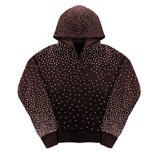 Streetwear Custom High Quality Embroidered Rhinestone Luxury Winter Dot ODM Hoodies Zip-<b>Up</b> Jackets Heavyweight French Terry - Product Image 2