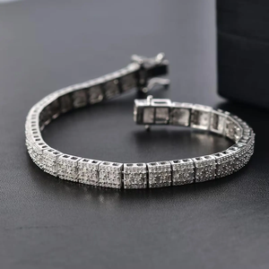Bracelet tennis en moissanite pour homme, or blanc, style hip-hop, bracelet à maillons diamantés, bijoux de luxe, cadeau pour homme - Product Image 3