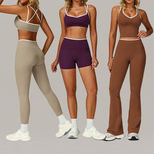 Nuevo Diseño 2026: Conjunto Deportivo de 4 Piezas para Mujer, Tejido Suave, Transpirable, de Secado Rápido, Tops con Espalda Cruzada, Ropa Deportiva Moderna para Gimnasio y Actividades al Aire Libre, Color Sólido - Product Image 6
