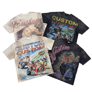 Camisetas Personalizadas 100% Algodón, Camiseta Extra Grande para Hombre, Estilo Urbano, Hip Hop, Estampado DTG, con Pedrería, Camiseta Desgastada para Hombre - Product Image 4