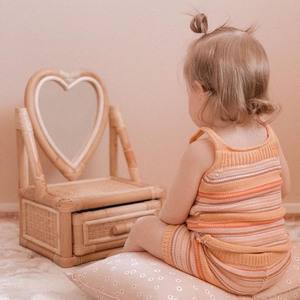 Small children wardrobe dressing table cheap price lovely heart shape rattan <b>vanity</b> <b>makeup</b> tables - Product Image 6