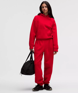 Oversized <b>Red</b> Hooded Sweatshirt 100% Cotton Fleece Unisex Solid Color Streetwear Regular Fit All Season Wear - Product Image 3