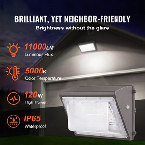4 Pezzi 120W 11000LM 5000K Lampade LED Commerciali da Esterno a Parete con Sensore di Luce Intelligente per Sicurezza - Product Image 2