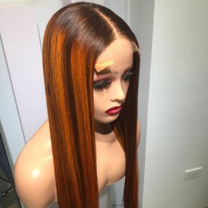 SMA Piano Color naranja SDD hueso recto calidad superior Vietnam cabello humano suizo transparente encaje frontal peluca larga precio al por mayor - Product Image 2