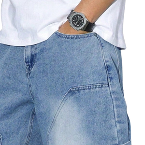 Jeans de Mezclilla para Hombre, Corte Holgado, Estilo Desgastado, Vintage, Lavado a la Piedra, Casual, Streetwear, Moda Premium, Color Sólido, 100% Algodón - Product Image 3