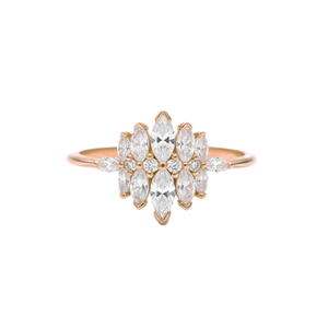 Fine <b>Ring</b> IGI Certified Minimalist Marquise Round Lab Diamond 14K 18K Solid Gold Floral Design <b>Statement</b> <b>Ring</b> Wedding Band <b>Ring</b> - Product Image 4