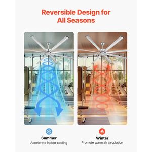 พัดลมเพดานติดเพดานแบบติดตั้งเรียบ รุ่นทันสมัย ขนาด 96 นิ้ว พร้อมไฟ รีโมทคอนโทรล 6 ระดับความเร็ว ใบพัดอลูมิเนียม 8 ใบ มอเตอร์ดีซีแบบกลับทิศทางได้ - Product Image 4