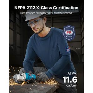 Camicie FR da Uomo Leggere 7 oz in Cotone Traspirante Ignifugo a Maniche Lunghe, Camicia da Lavoro Pre-ristretta, Abbigliamento Antincendio - Product Image 2